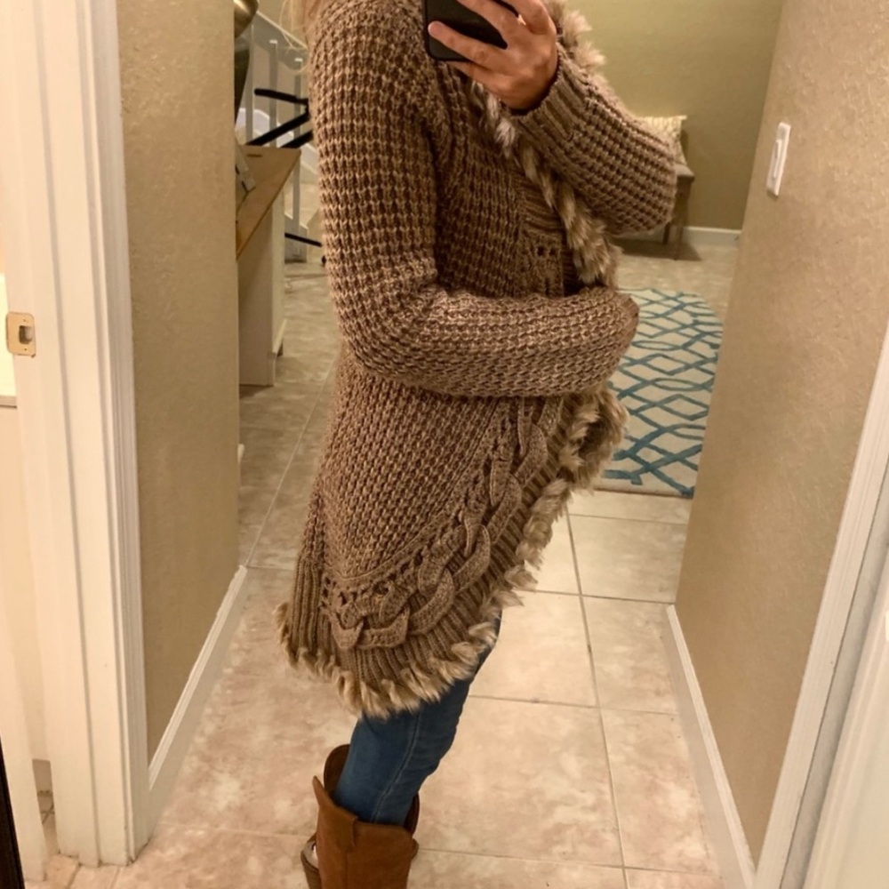 Boston Proper Wool Fringe Shawl Collar Sweater - Picture 5 of 6